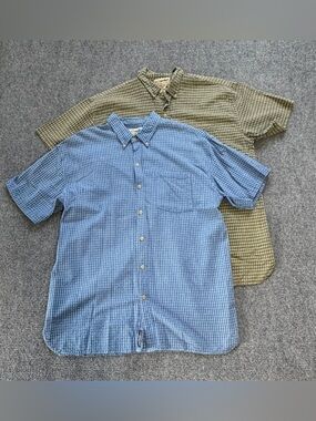 Lot 2 VTG US Expedition Button Up Camp Shirts Men XL Plaid Cotton 90s Outdoor